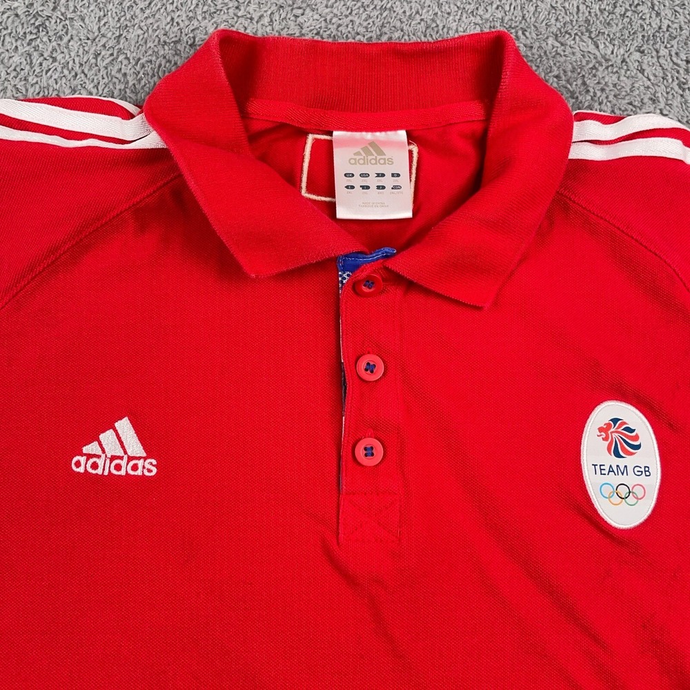 Adidas Shirt Mens 2XL Red Polo Great Britain London Olympics Pique Rugby 2012